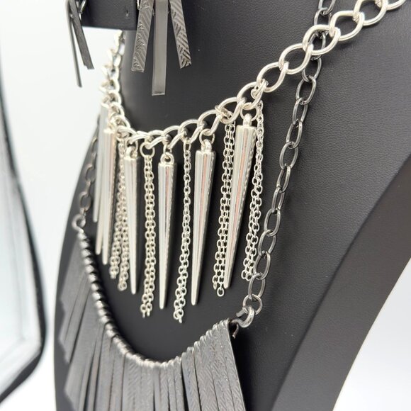 Jewelry Lot Women Collar Spikes Rivets Chunky Draped Silver Gold Tone Mix Metals - Picture 10 of 16